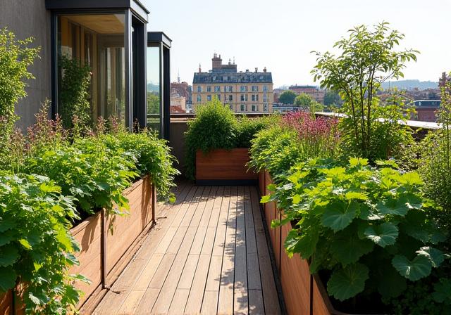 Terrasse urbaine transformée en jardin à Lyon, 6ème